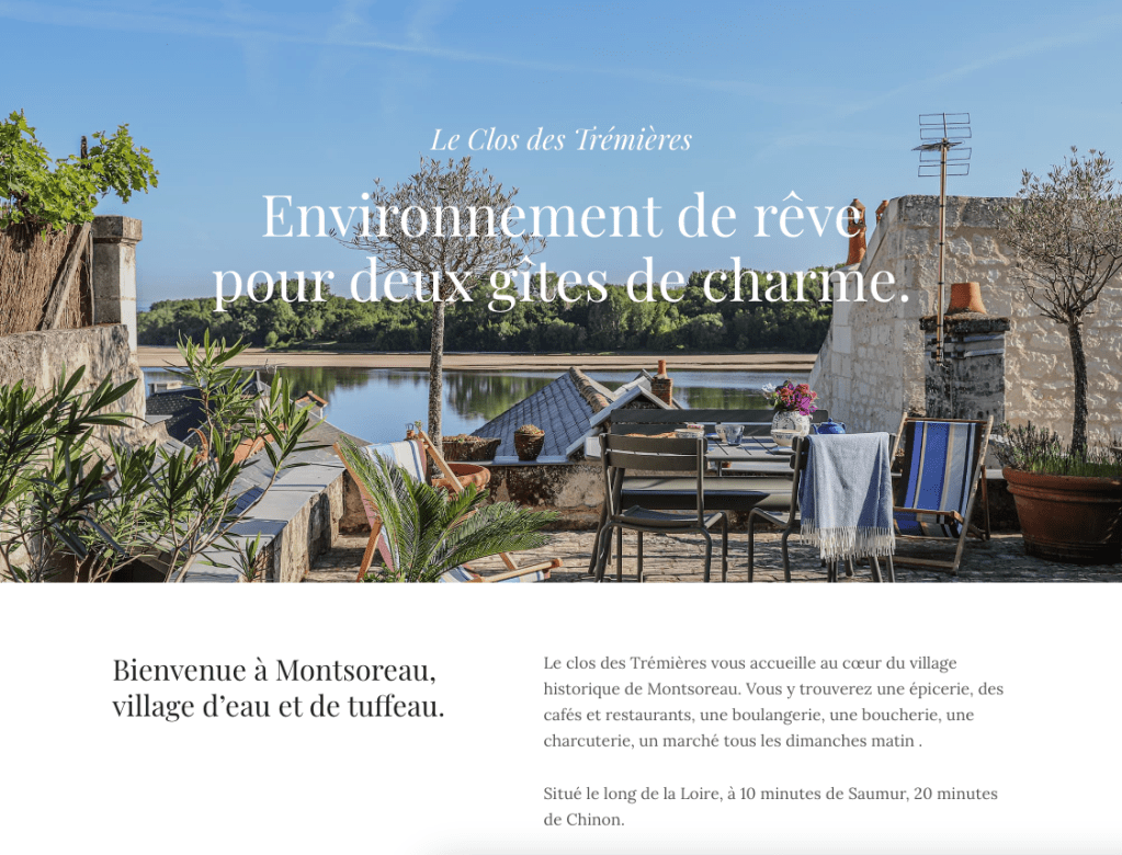Homepage du site web du clos des tremieres